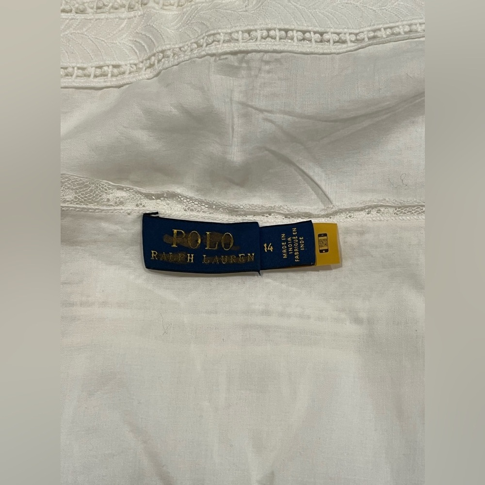 Polo Ralph Lauren Blouse Womens Cream White Lace Cotton Voile Bohemian Cropped - Picture 12 of 14